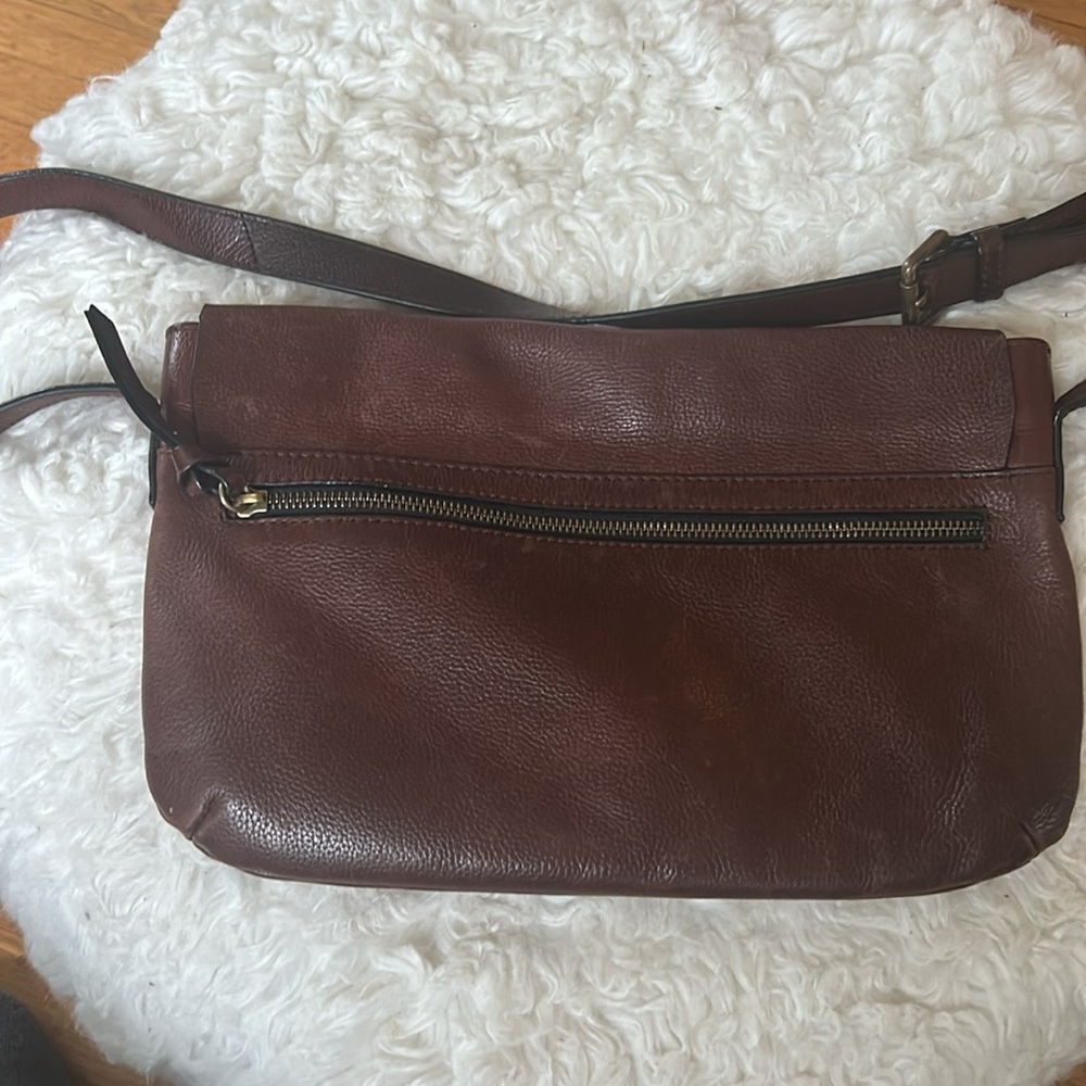 Cognac pebble leather cross body bag